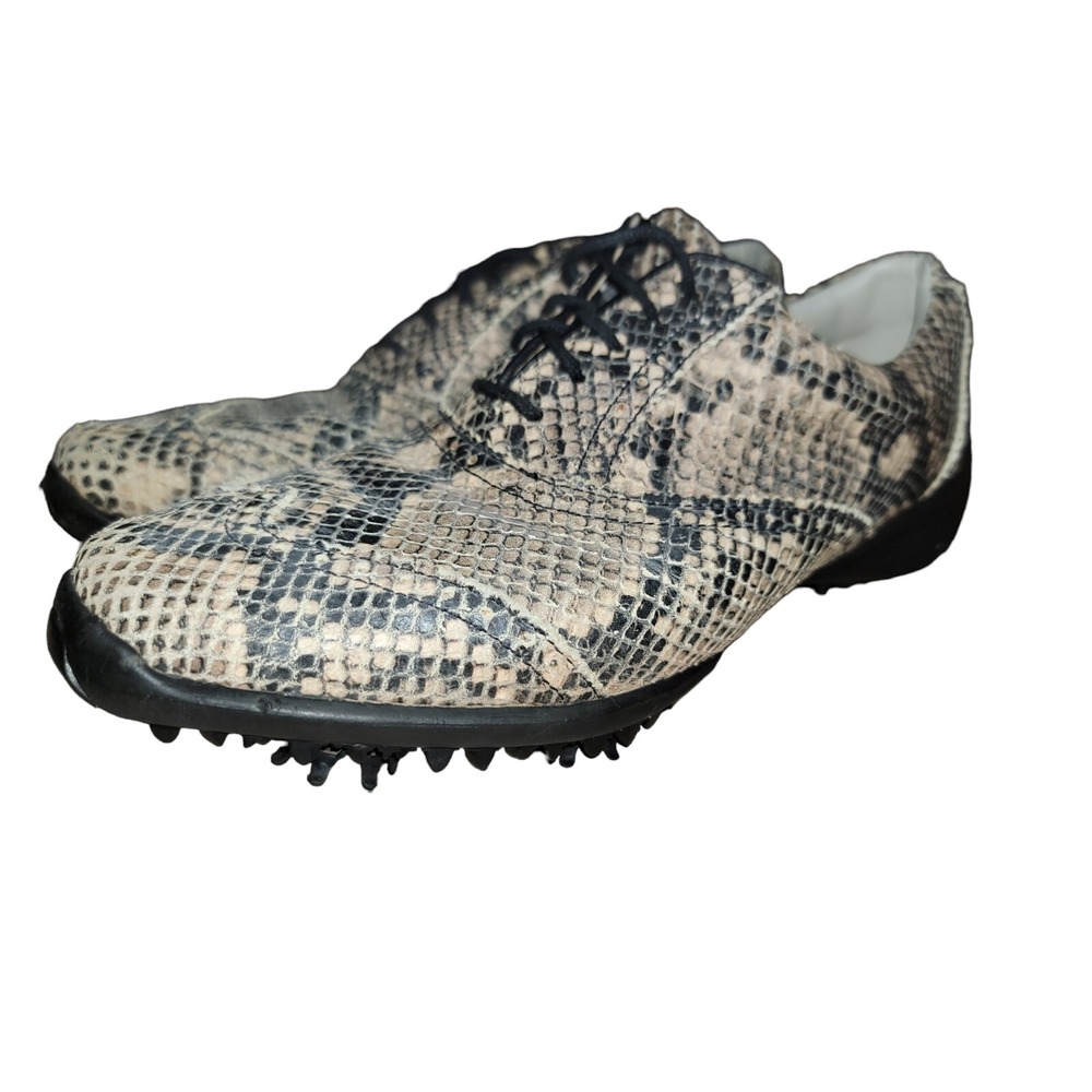 FootJoy LoPro Collection Golf Shoes Womens Snakeskin Print Leather Soft Spike 7M - Picture 2 of 12